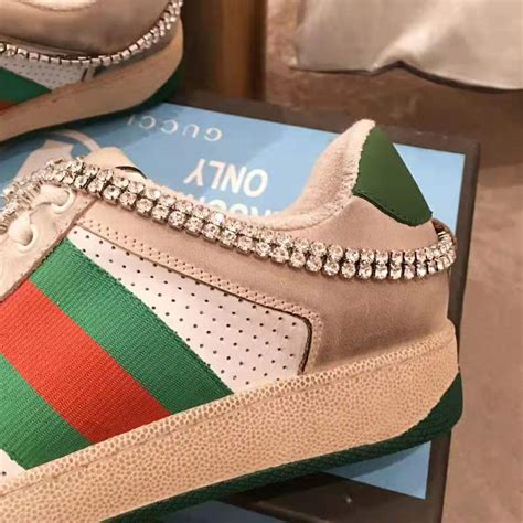 gucci screener sneaker with crystals.